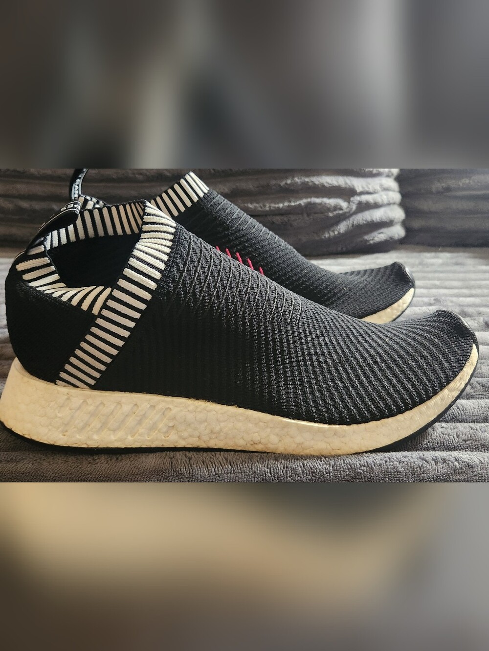 Mens Adidas NMD CS2 Primeknit Shock Pink Slip On Sneakers BA7188 Size 12